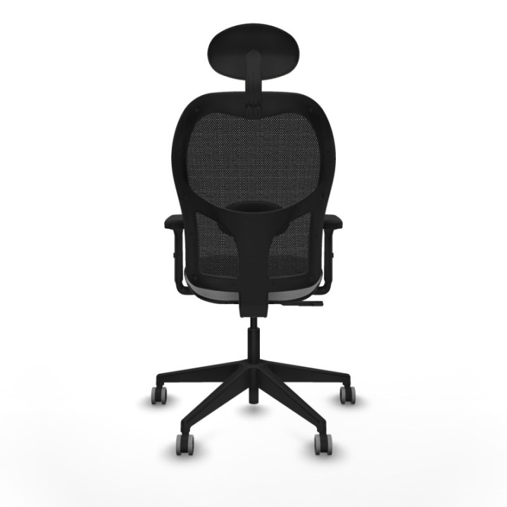 Alocén sincro malla negra bali gris claro brazos 2D base piramidal cabecero fijo ruedas engomadas 65mm