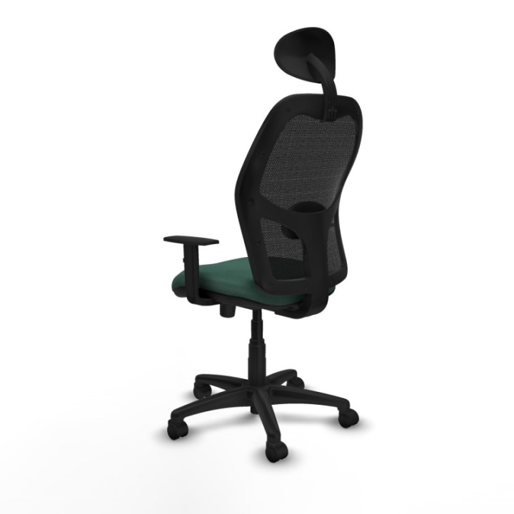 Alocén sincro malla negra bali verde botella brazos 1D base poliamida cabecero fijo ruedas nailon 50mm