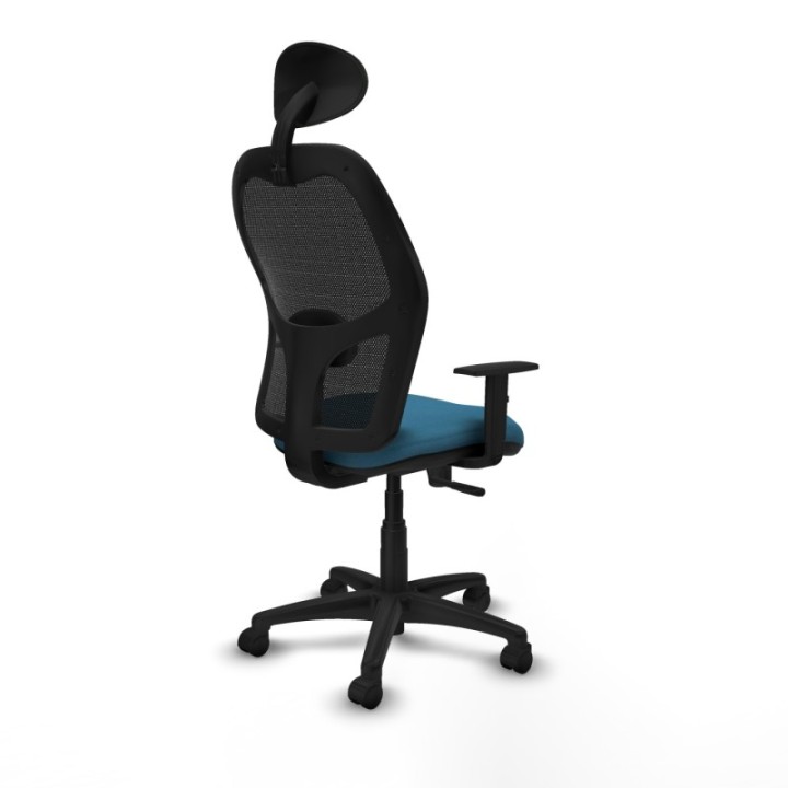 Alocén sincro malla negra bali verde petroleo brazos 1D base poliamida cabecero fijo ruedas nailon 50mm