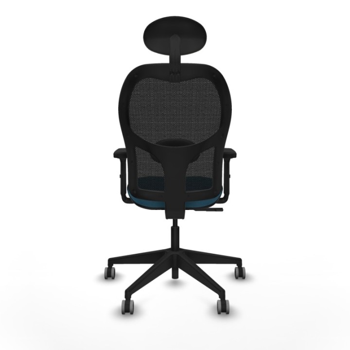 Alocén sincro malla negra bali verde petroleo brazos 2D base piramidal cabecero fijo ruedas engomadas 65mm