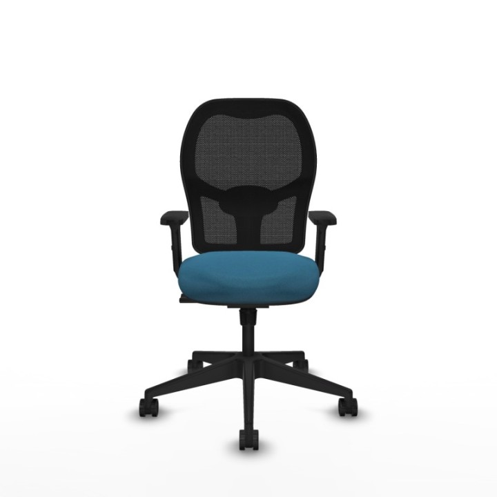 Alocén sincro malla negra bali verde petroleo brazos 2D base piramidal  ruedas nailon 65mm