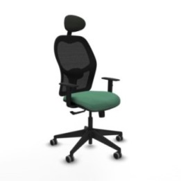 Alocén sincro malla negra bali verde esmeralda brazos 1D base piramidal cabecero fijo ruedas engomadas 65mm