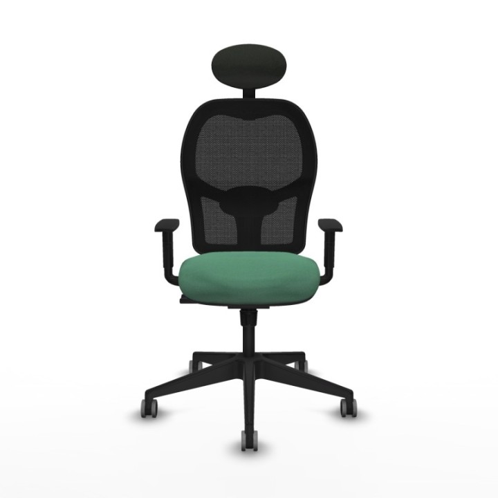 Alocén sincro malla negra bali verde esmeralda brazos 1D base piramidal cabecero fijo ruedas engomadas 65mm