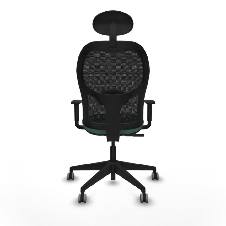 Alocén sincro malla negra bali verde esmeralda brazos 1D base piramidal cabecero fijo ruedas engomadas 65mm