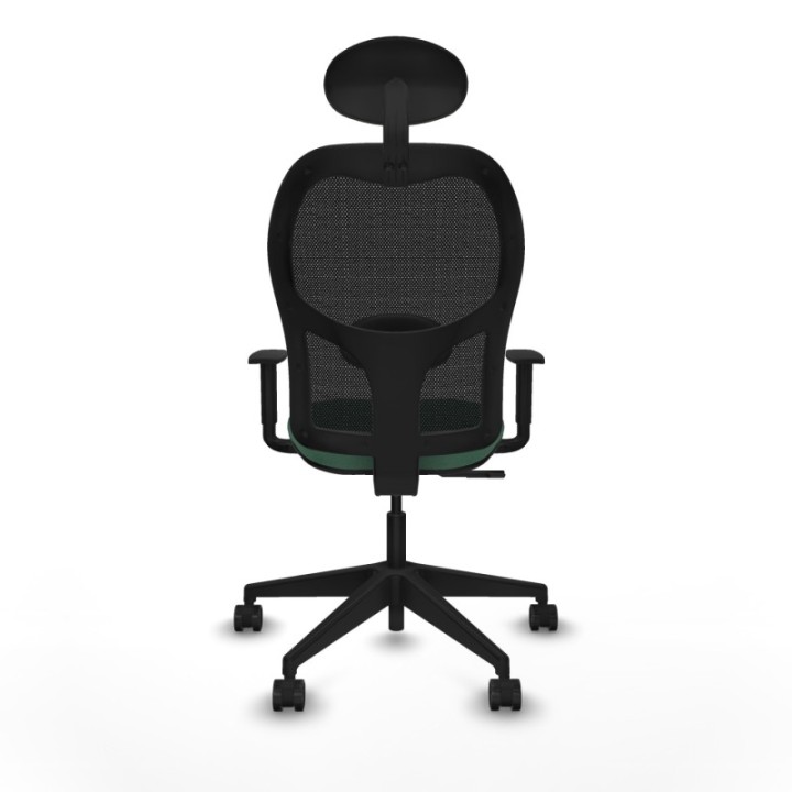 Alocén sincro malla negra bali verde esmeralda brazos 1D base piramidal cabecero fijo ruedas nailon 65mm