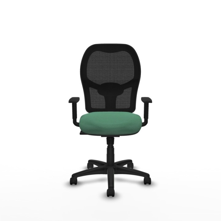 Alocén sincro malla negra bali verde esmeralda brazos 1D base poliamida  ruedas nailon 50mm