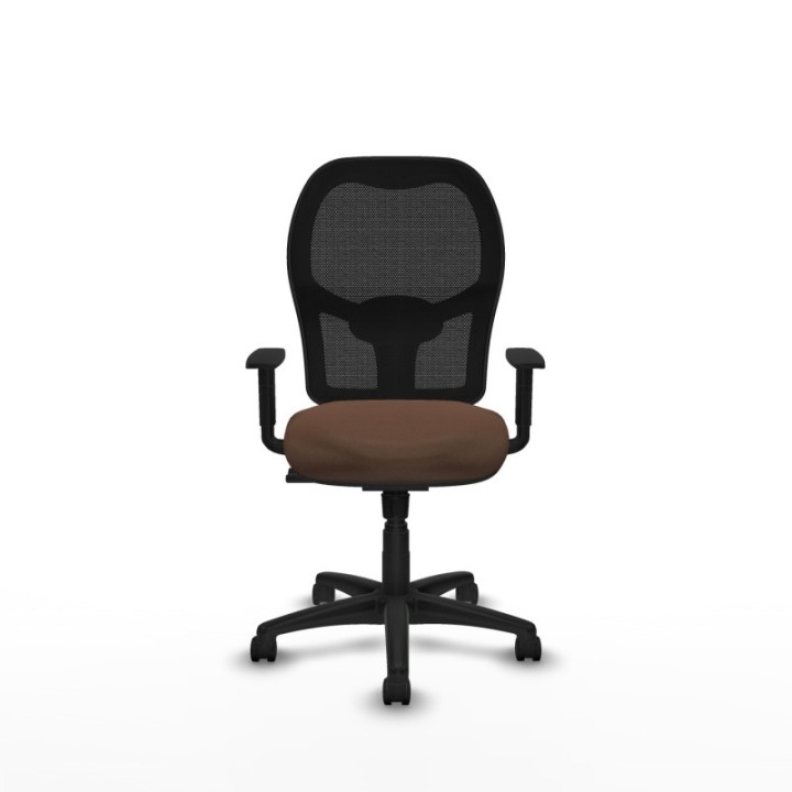 Alocén sincro malla negra bali marrón oscuro brazos 1D base poliamida  ruedas nailon 50mm