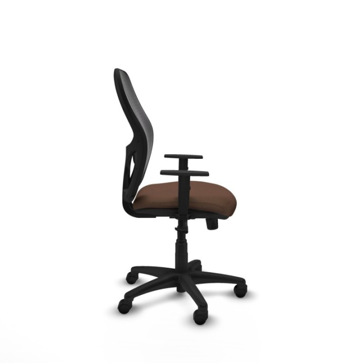 Alocén sincro malla negra bali marrón oscuro brazos 1D base poliamida  ruedas nailon 50mm