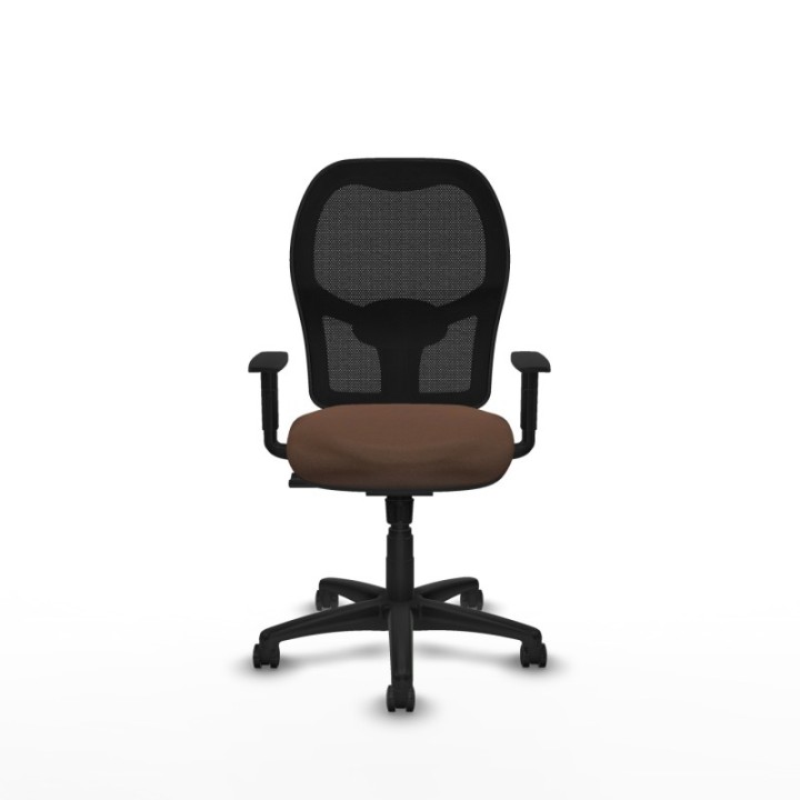 Alocén sincro malla negra bali marrón oscuro brazos 1D base poliamida  ruedas engomadas 50mm