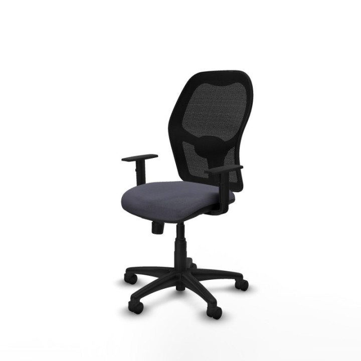 Alocén sincro malla negra bali gris oscuro brazos 1D base poliamida  ruedas nailon 50mm