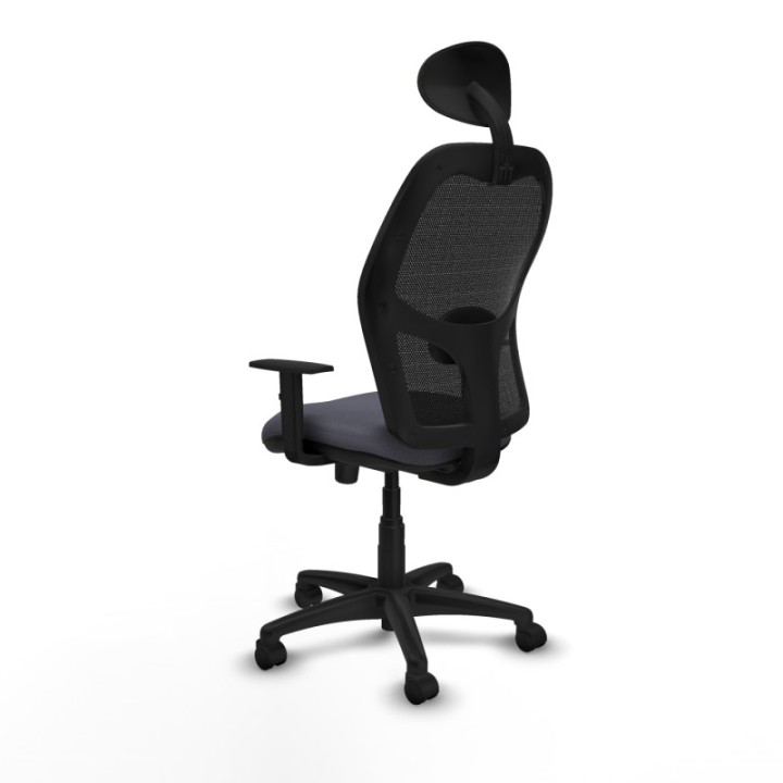 Alocén sincro malla negra bali gris oscuro brazos 1D base poliamida cabecero fijo ruedas nailon 50mm