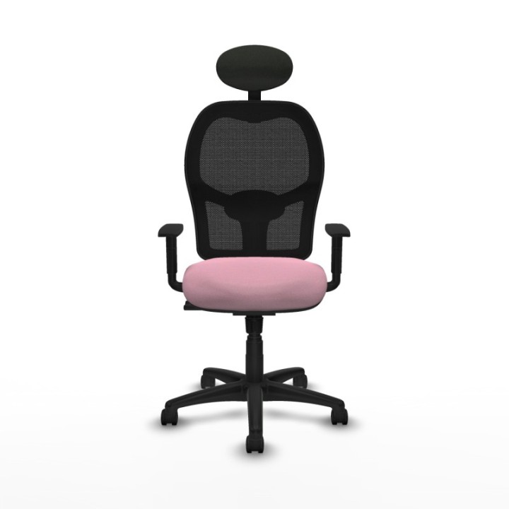 Alocén sincro malla negra bali rosa brazos 1D base poliamida cabecero fijo ruedas nailon 50mm