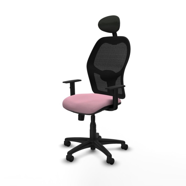 Alocén sincro malla negra bali rosa brazos 1D base poliamida cabecero fijo ruedas nailon 50mm