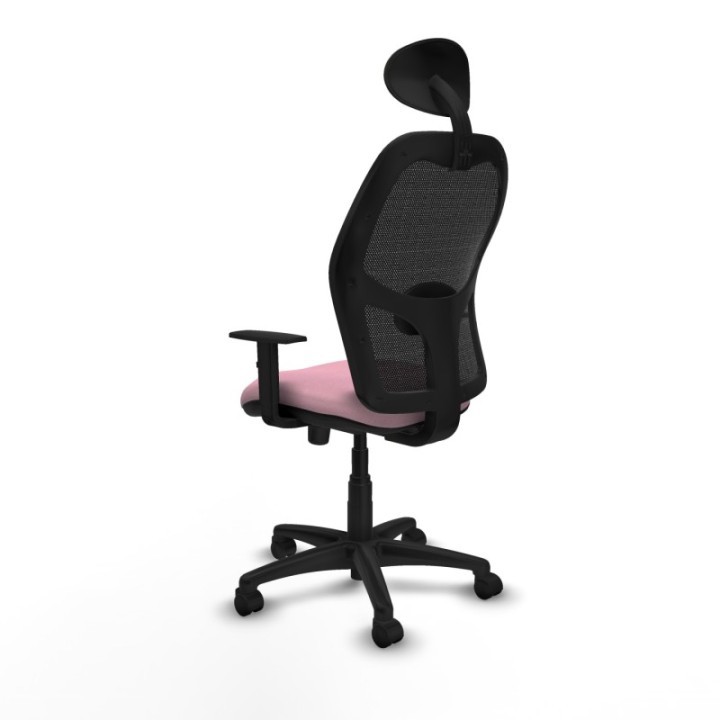 Alocén sincro malla negra bali rosa brazos 1D base poliamida cabecero fijo ruedas nailon 50mm