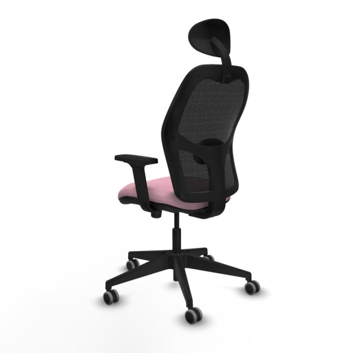 Alocén sincro malla negra bali rosa brazos 2D base piramidal cabecero fijo ruedas engomadas 65mm