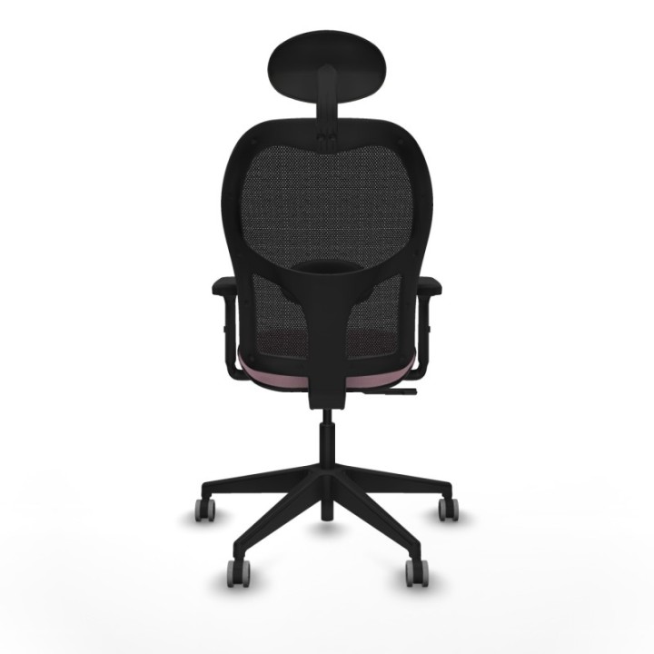 Alocén sincro malla negra bali rosa brazos 2D base piramidal cabecero fijo ruedas engomadas 65mm