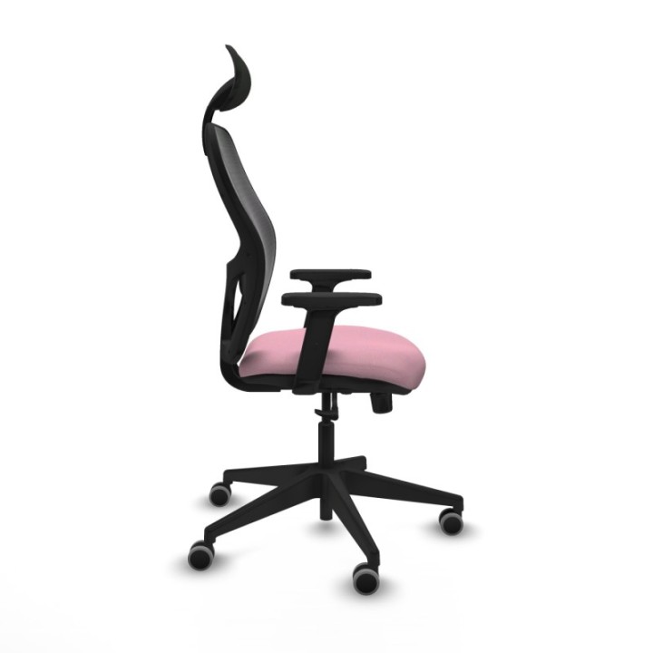 Alocén sincro malla negra bali rosa brazos 2D base piramidal cabecero fijo ruedas engomadas 65mm