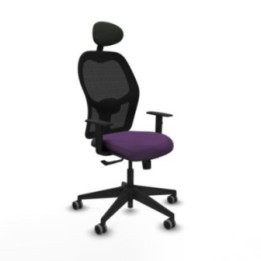 Alocén sincro malla negra bali morado brazos 1D base piramidal cabecero fijo ruedas engomadas 65mm