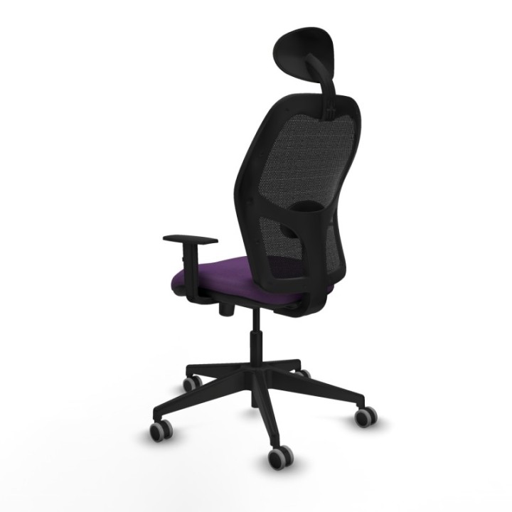 Alocén sincro malla negra bali morado brazos 1D base piramidal cabecero fijo ruedas engomadas 65mm