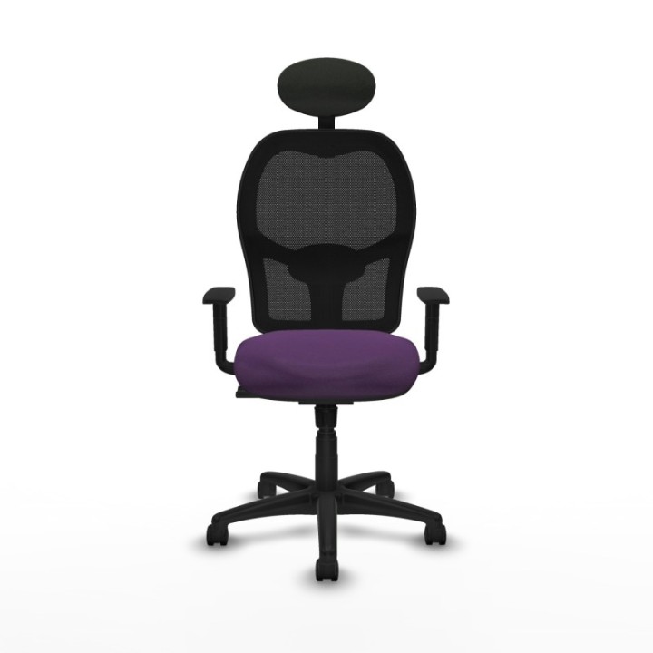 Alocén sincro malla negra bali morado brazos 1D base poliamida cabecero fijo ruedas nailon 50mm