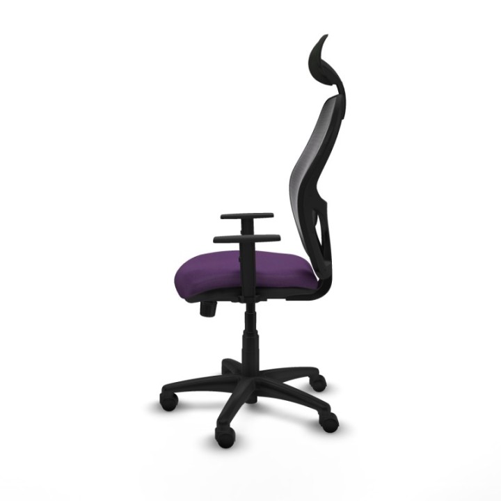 Alocén sincro malla negra bali morado brazos 1D base poliamida cabecero fijo ruedas nailon 50mm