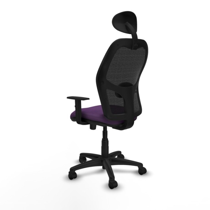 Alocén sincro malla negra bali morado brazos 1D base poliamida cabecero fijo ruedas nailon 50mm