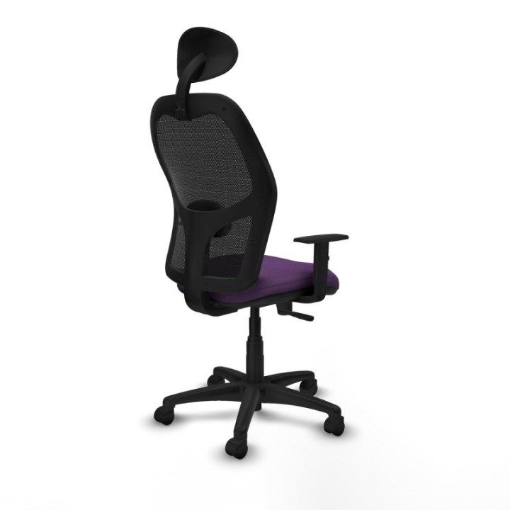 Alocén sincro malla negra bali morado brazos 1D base poliamida cabecero fijo ruedas nailon 50mm