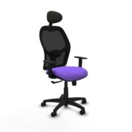 Alocén sincro malla negra bali lila brazos 1D base poliamida cabecero fijo ruedas nailon 50mm