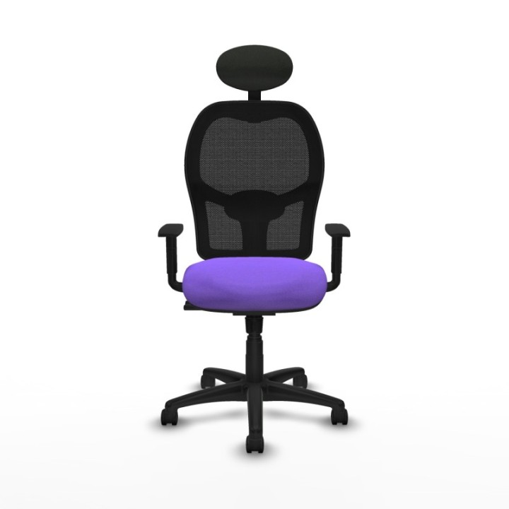 Alocén sincro malla negra bali lila brazos 1D base poliamida cabecero fijo ruedas nailon 50mm