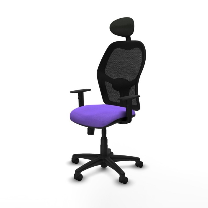 Alocén sincro malla negra bali lila brazos 1D base poliamida cabecero fijo ruedas nailon 50mm