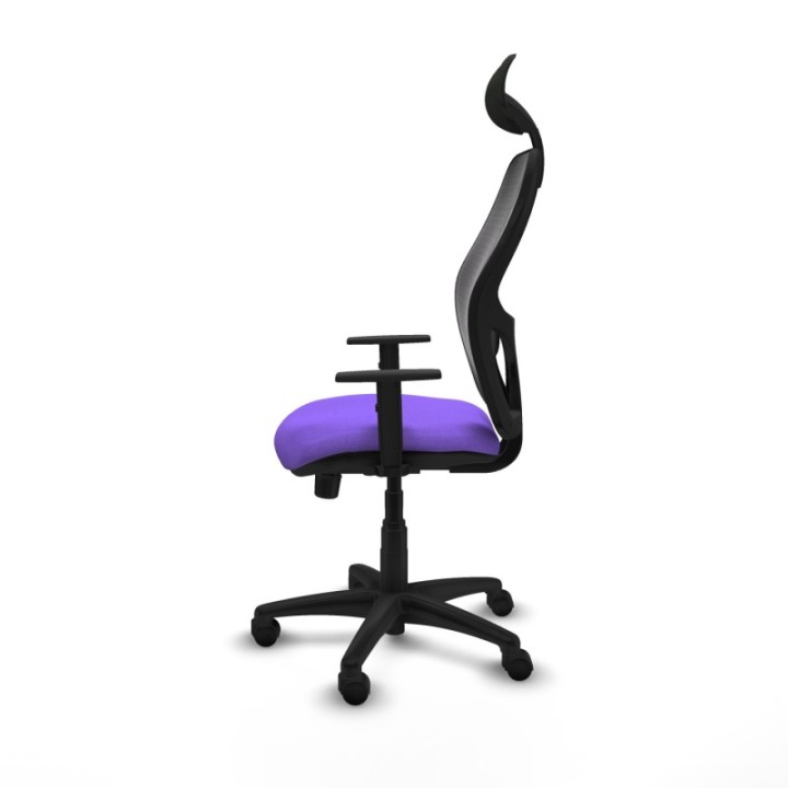 Alocén sincro malla negra bali lila brazos 1D base poliamida cabecero fijo ruedas nailon 50mm