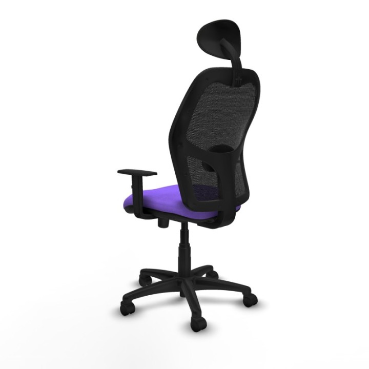 Alocén sincro malla negra bali lila brazos 1D base poliamida cabecero fijo ruedas nailon 50mm