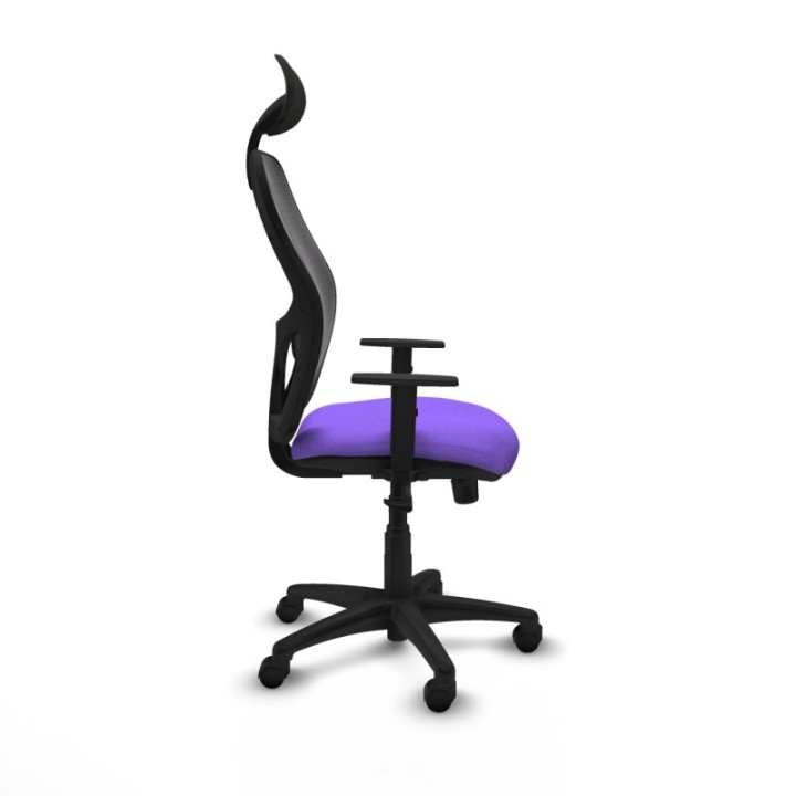 Alocén sincro malla negra bali lila brazos 1D base poliamida cabecero fijo ruedas nailon 50mm