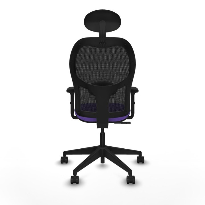 Alocén sincro malla negra bali lila brazos 2D base piramidal cabecero fijo ruedas nailon 65mm