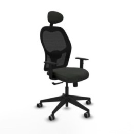 Alocén sincro malla negra bali negro brazos 1D base piramidal cabecero fijo ruedas engomadas 65mm