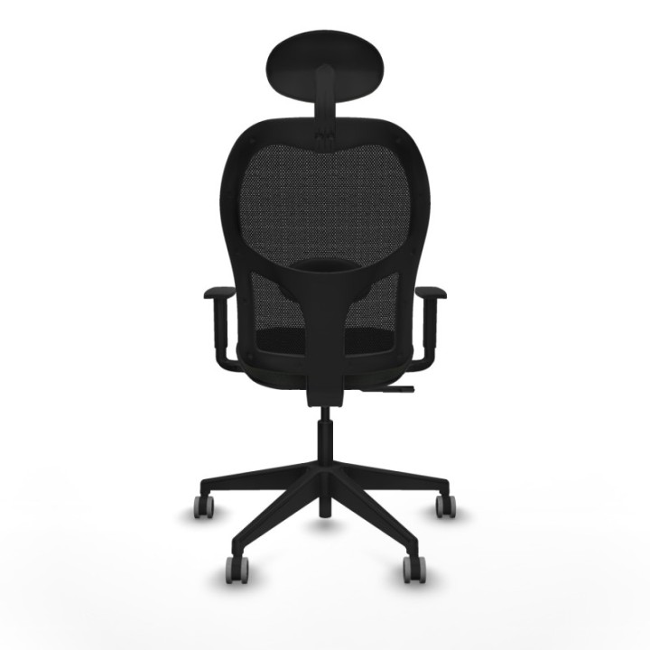 Alocén sincro malla negra bali negro brazos 1D base piramidal cabecero fijo ruedas engomadas 65mm