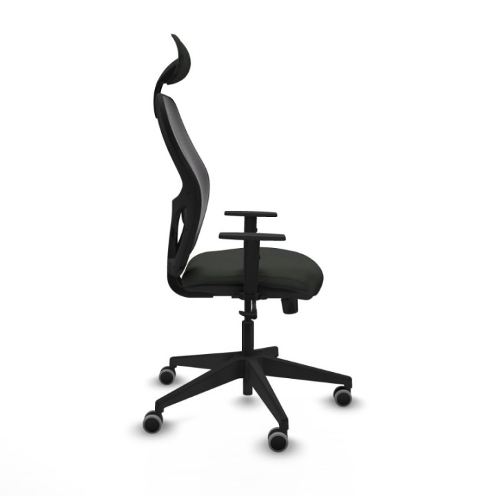 Alocén sincro malla negra bali negro brazos 1D base piramidal cabecero fijo ruedas engomadas 65mm