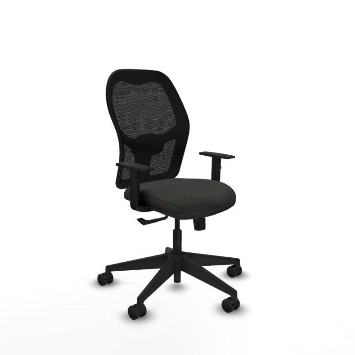 Alocén sincro malla negra bali negro brazos 1D base piramidal  ruedas nailon 65mm