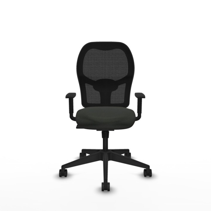 Alocén sincro malla negra bali negro brazos 1D base piramidal  ruedas nailon 65mm