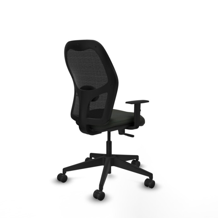 Alocén sincro malla negra bali negro brazos 1D base piramidal  ruedas nailon 65mm