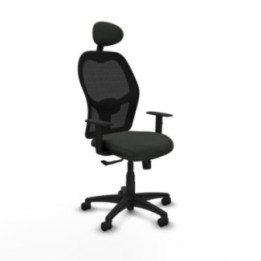 Alocén sincro malla negra bali negro brazos 1D base poliamida cabecero fijo ruedas nailon 50mm