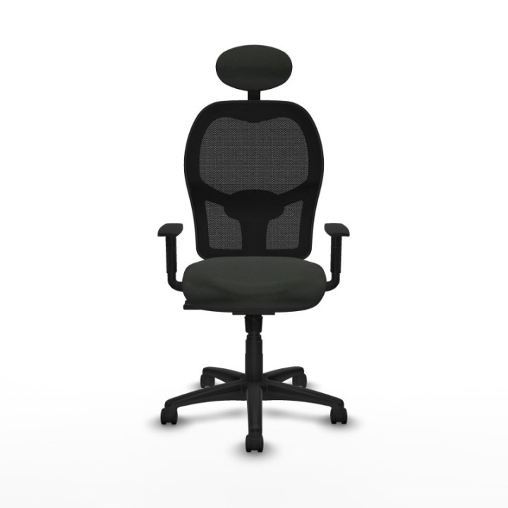 Alocén sincro malla negra bali negro brazos 1D base poliamida cabecero fijo ruedas nailon 50mm