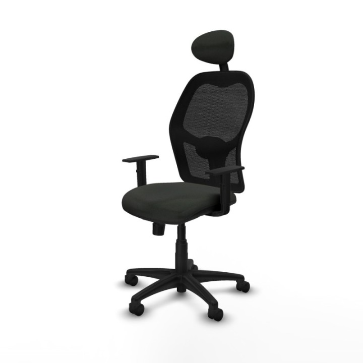 Alocén sincro malla negra bali negro brazos 1D base poliamida cabecero fijo ruedas nailon 50mm