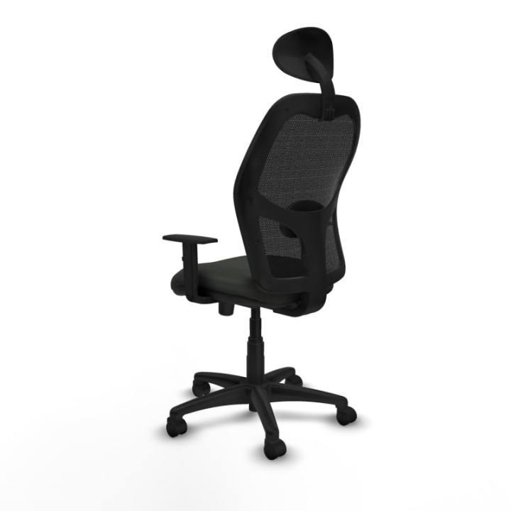 Alocén sincro malla negra bali negro brazos 1D base poliamida cabecero fijo ruedas nailon 50mm