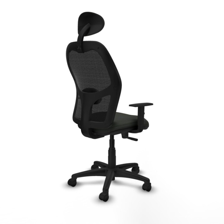 Alocén sincro malla negra bali negro brazos 1D base poliamida cabecero fijo ruedas nailon 50mm