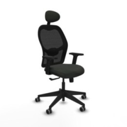 Alocén sincro malla negra bali negro brazos 2D base piramidal cabecero fijo ruedas engomadas 65mm