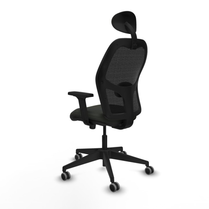 Alocén sincro malla negra bali negro brazos 2D base piramidal cabecero fijo ruedas engomadas 65mm