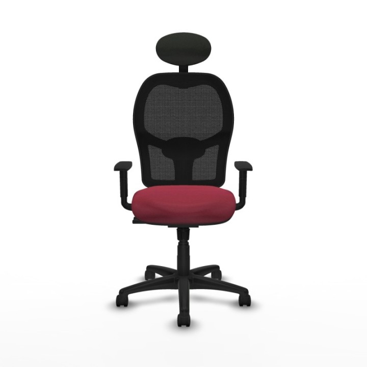 Alocén sincro malla negra bali granate brazos 1D base poliamida cabecero fijo ruedas nailon 50mm