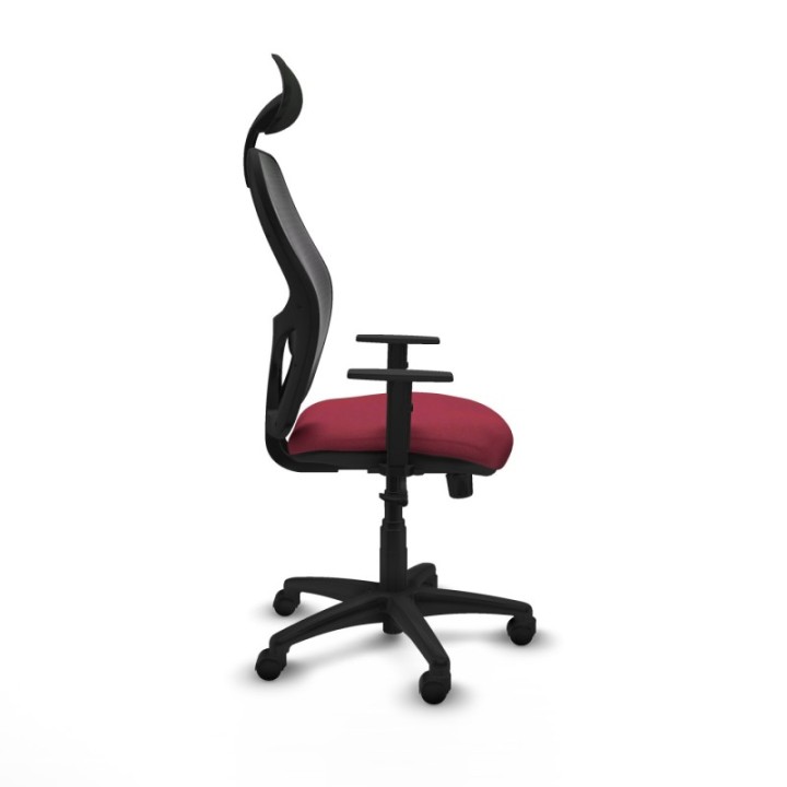 Alocén sincro malla negra bali granate brazos 1D base poliamida cabecero fijo ruedas nailon 50mm