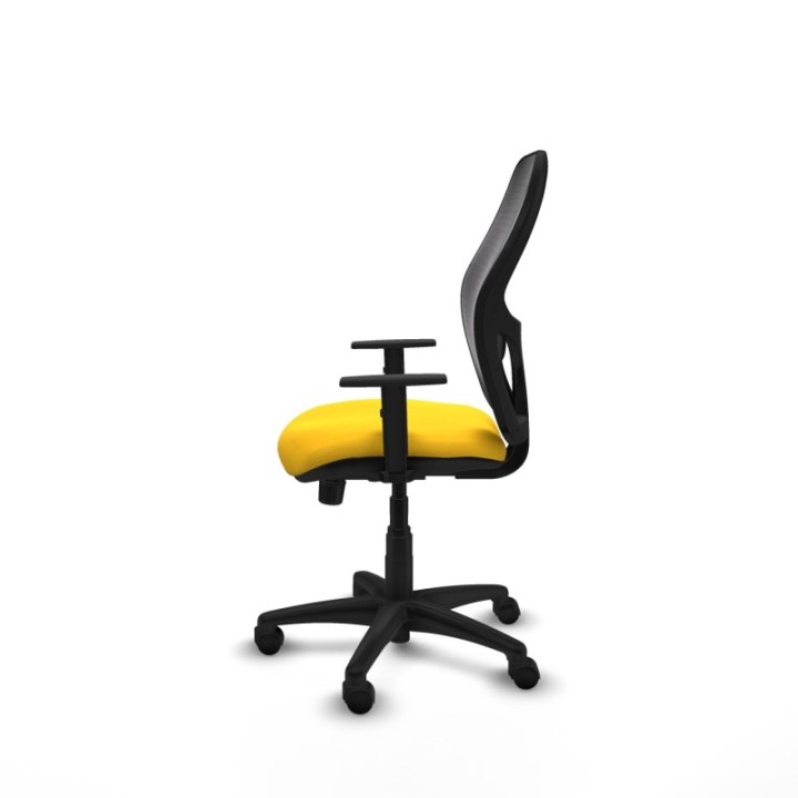 Alocén sincro malla negra similpiel amarillo brazos 1D base poliamida  ruedas nailon 50mm